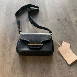 sancia estrella black leather clutch crossbody shoulder bag purse new